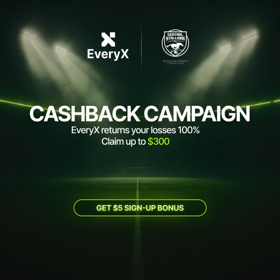 Green EveryX square post for a cashback campaign under stadium lights