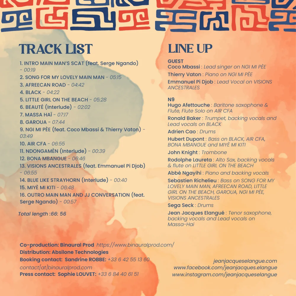 Booklet back page with the full track list and line-up